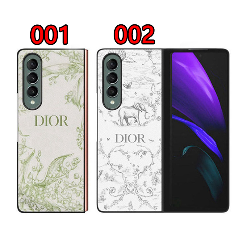 dior galaxy z fold 3 2 5gケース ブランド 折りたたみ保護ケース