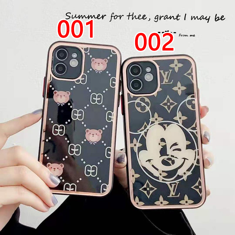 LV &Disneyコラボiphone 13/13 mini/13 pro maxケース 鏡面ガラス