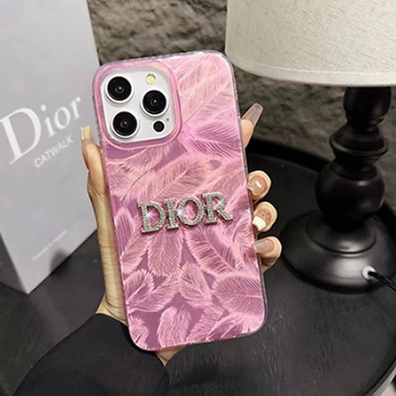Dior ディオールiphone 16/14 pro/15 pro max xs/8/7 plusカバー ストラップ付 カード入れ韓国風セレブ愛用