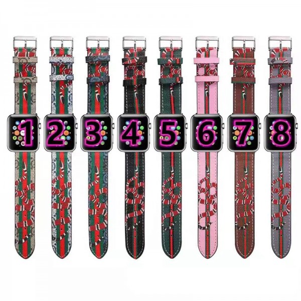 gucci 蛇 グッチ Apple Watch 7/6/5 seバンド ブランド アップルウォッチ series7/6ベルトバンド 38/42/40/44mm 対応 レザー ストラップ