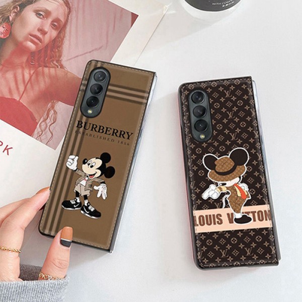 ハイブランドパロディgalaxy z fold 3/2ケース レディース可愛い革製ケースdior disney lv バーバリーグッチ