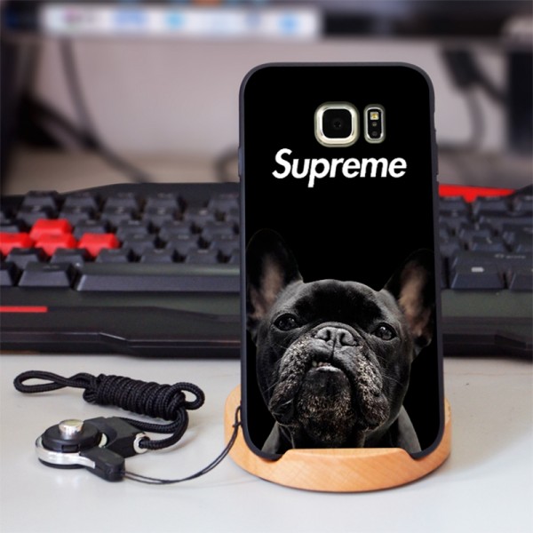 supreme iPhone xs max/xrケース シュプリーム iphone xs/xスマホケース ブランド galaxy s10/a30/s9/s8plus/s10e/s10+ケース Iphone6/6s/se2カバー ジャケット xperia xz2x/xz1/xzsケースブサカワ犬絵柄 ストラップ付き