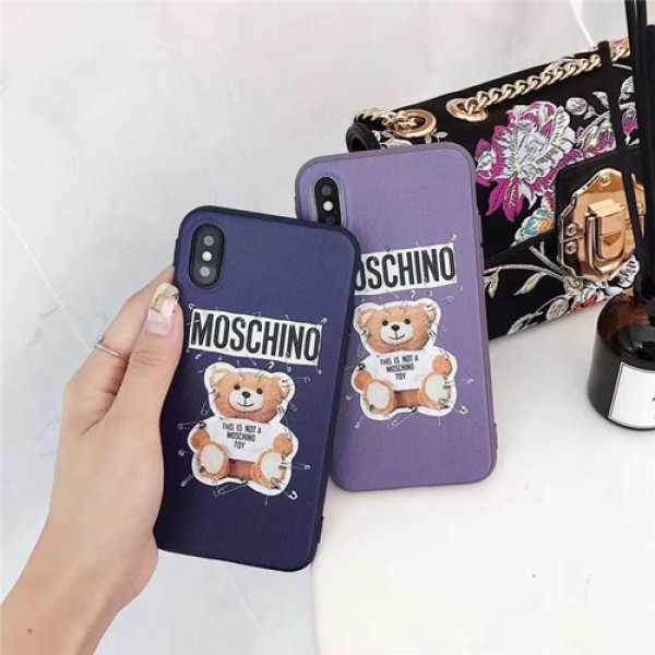 モスキーノ iPhone xケース moschino iphone8/7/se2スマホケース ブランドIphone6/6s Plus Iphone6/6sカバー ジャケット 熊絵柄 可愛