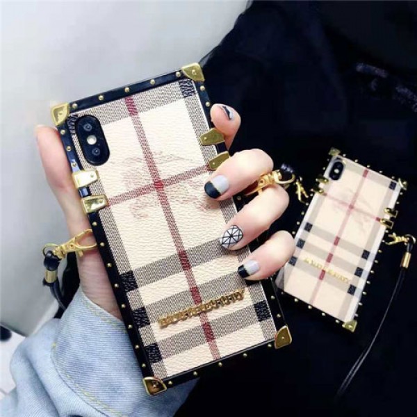 burberry iPhone 12/12pro/12promaxケース バーバリー iphone 11/11pro/xr/xs max/xs/8/7スマホケース ブランド Iphone6/6s Plus Iphone6/6sカバー ジャケット 箱デザイン ストラップ付き