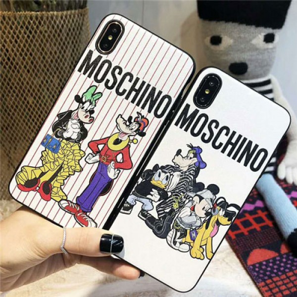 moschino iPhone xr/xs max/xsケース モスキーノ iphone x/se2/8/7/6スマホiphone 12 2020ケース ブランド Iphone6/6s Plusカバー ジャケット カートンギャラクター絵柄