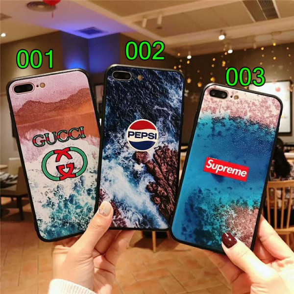 supreme gucci iPhone121/12pro/12promaxケース グッチ iphone  xr/xs max/xs/8/7/se2スマホケース ブランドpepsi Iphone6/6s Plus Iphone6/6sカバー 渚絵柄 ジャケット