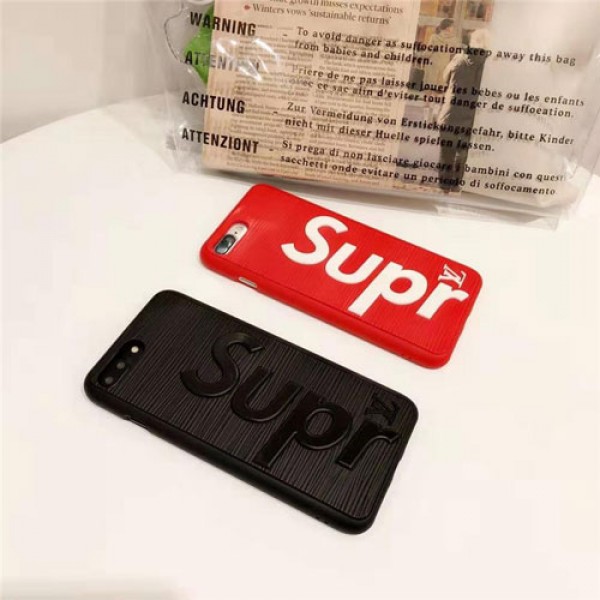 supreme xヴぃドン コラボ iphone xr/xs maxケース ブランド新品iphone 10/xケース 浮き彫り 英文字 アイフォン se2/8/7 plusケースファッションカップル