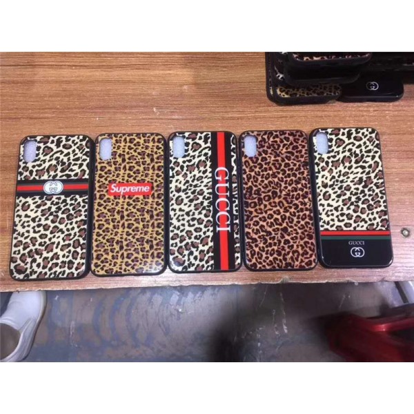 supreme gucci  iphone xr/xs maxケース豹紋付き シュプリームiphone 12 2020カバー セクシーオシャレアイフォン se2/8/7 plusケースガラス表面 高級ファッション