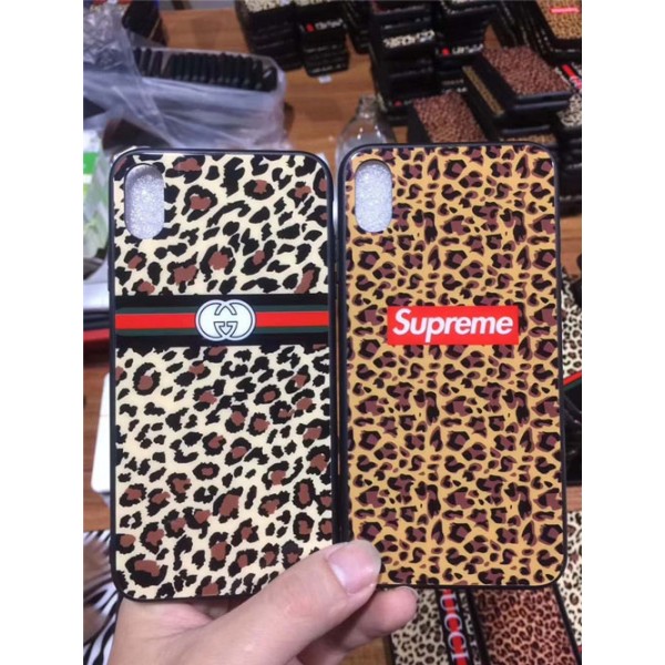 supreme gucci  iphone xr/xs maxケース豹紋付き シュプリームiphone 12 2020カバー セクシーオシャレアイフォン se2/8/7 plusケースガラス表面 高級ファッション