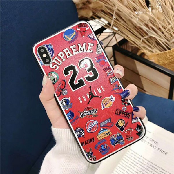 supreme xジョーダン iphone 11/11 pro/xr/xs maxケース スポーツ風 ブランドアイフォンxs/xケース 個性NBAプリント iphone se2/8/7 plusケースオシャレ 男女兼用