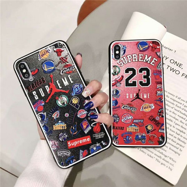 supreme xジョーダン iphone 11/11 pro/xr/xs maxケース スポーツ風 ブランドアイフォンxs/xケース 個性NBAプリント iphone se2/8/7 plusケースオシャレ 男女兼用