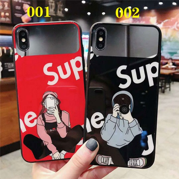 gucci supreme iphone xr/xs maxケースディオール iphone xs/xカバー個性ブランドdiorアイフォン 12pro max/8/7 plusケースガラス表面ミラー付き