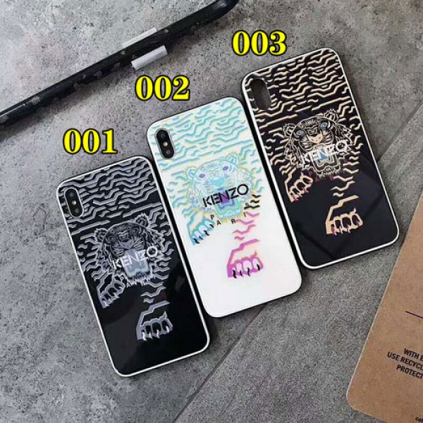 kenzo iphone 12/12miniケースケンゾー アイフォン x/10sケース 虎頭付き iphone 8/se2/7 plusケース iphone xr/xs max/xsケース オシャレガラスiphone 6/6s plusカバーファッション個性 新品