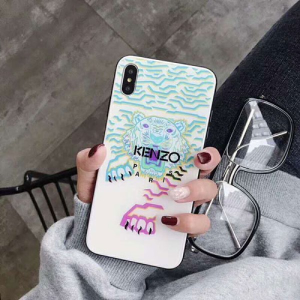 kenzo iphone 12/12miniケースケンゾー アイフォン x/10sケース 虎頭付き iphone 8/se2/7 plusケース iphone xr/xs max/xsケース オシャレガラスiphone 6/6s plusカバーファッション個性 新品