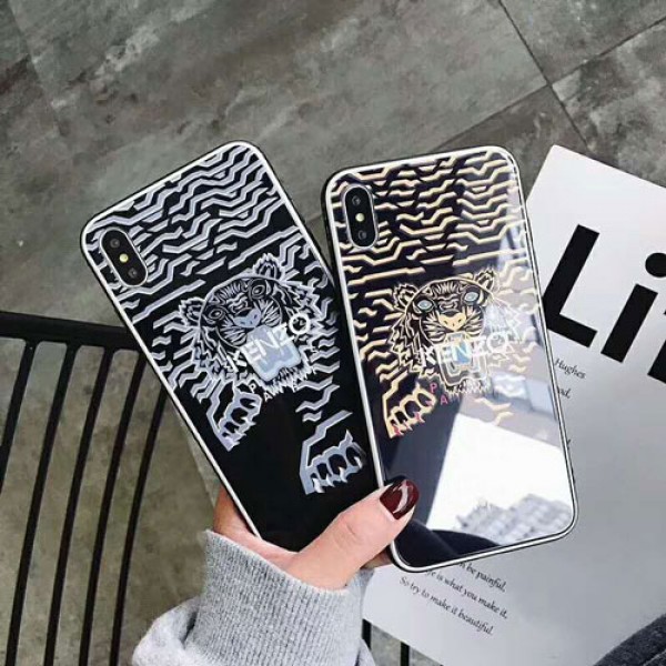 kenzo iphone 12/12miniケースケンゾー アイフォン x/10sケース 虎頭付き iphone 8/se2/7 plusケース iphone xr/xs max/xsケース オシャレガラスiphone 6/6s plusカバーファッション個性 新品