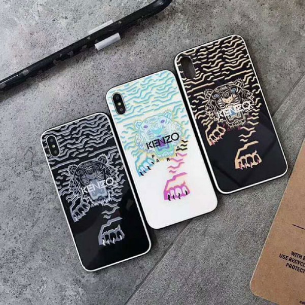 kenzo iphone 12/12miniケースケンゾー アイフォン x/10sケース 虎頭付き iphone 8/se2/7 plusケース iphone xr/xs max/xsケース オシャレガラスiphone 6/6s plusカバーファッション個性 新品