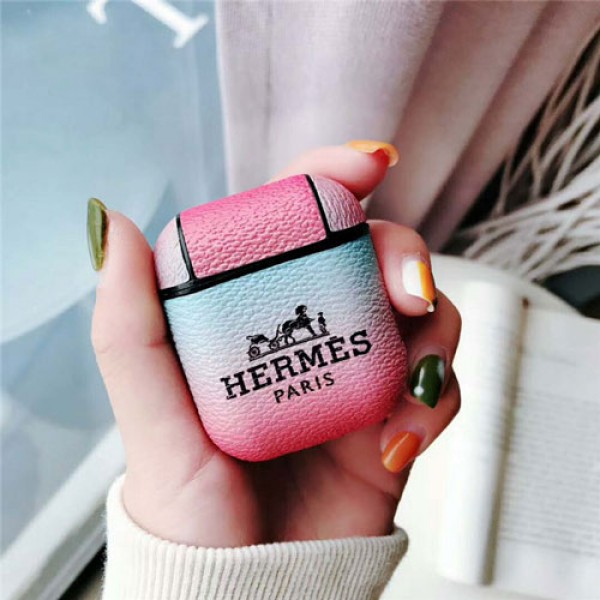 エルメス Air pods 2/1ケース ブランドグラデーション HERMES エアーポッズ収納 2/1ケース 保護 紛失防止 耐衝撃性 レザー 防塵キズ防止 防水