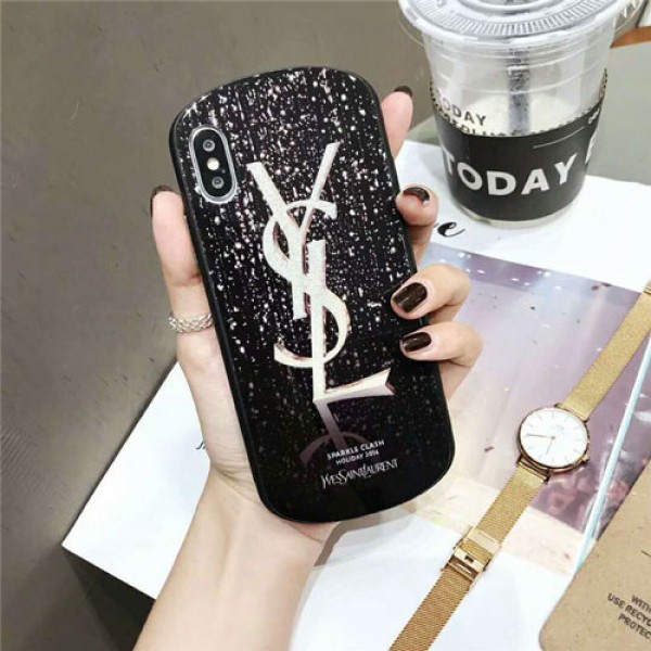 YSL adidas iphone12/12mini/12promax ケースキラキラ イブサンローラン iphone xr/xs maxカバー アディダスアイフォン se2/8/7 plusケース お洒落ガラス表面 レディース向け