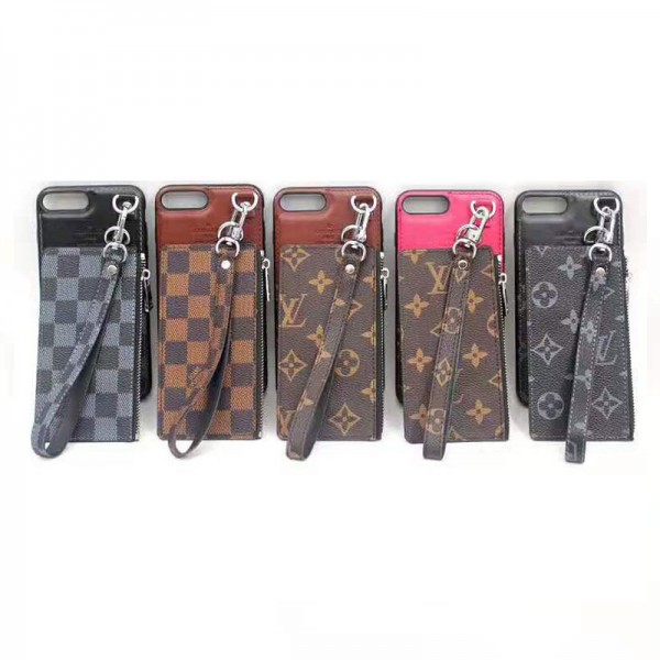 Lv/ルイヴィトン iphone 12/12 mini/12 pro/12 pro max ルイヴィトン iphone xr/xs maxケース iphone 11/xi/11Rケースブランド お洒落モノグラムダミエiphone x/8/7 plusケースストラップ カードポケット付き