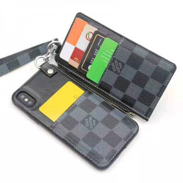 Lv/ルイヴィトン iphone 12/12 mini/12 pro/12 pro max ルイヴィトン iphone xr/xs maxケース iphone 11/xi/11Rケースブランド お洒落モノグラムダミエiphone x/8/7 plusケースストラップ カードポケット付き