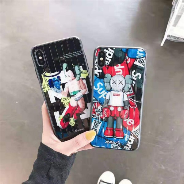 シュプリーム kaws iphone xr/xs maxケースブランド iphone XI/11 maxケース個性キャラクターアイフォン x/se2/8/7 plusケースファッション潮流