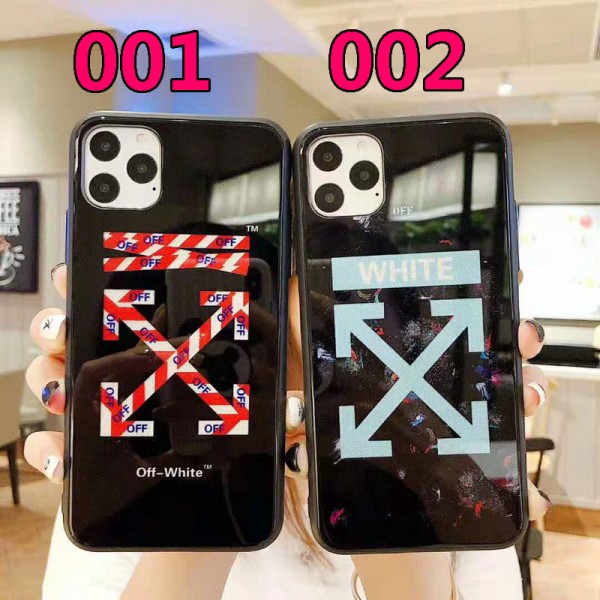 Off White iphone12/12pro/12promaxケースブランドiphone xr/xs  maxケースOff Whiteオシャレガラス表面 iphone x/8/se2/7 plus/11/11pro maxケース ペアお揃い 男女兼用 