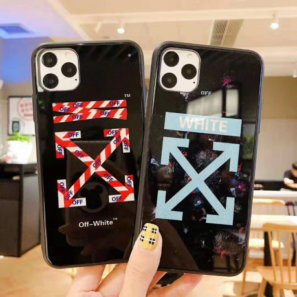 Off White iphone12/12pro/12promaxケースブランドiphone xr/xs  maxケースOff Whiteオシャレガラス表面 iphone x/8/se2/7 plus/11/11pro maxケース ペアお揃い 男女兼用 