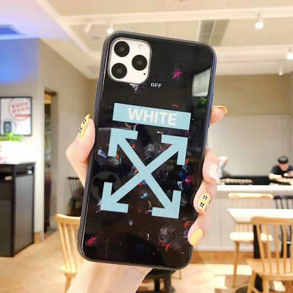 Off White iphone12/12pro/12promaxケースブランドiphone xr/xs  maxケースOff Whiteオシャレガラス表面 iphone x/8/se2/7 plus/11/11pro maxケース ペアお揃い 男女兼用 