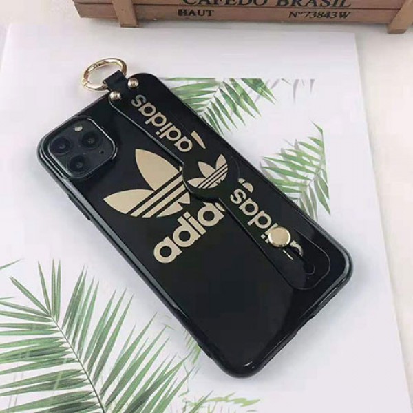 アディダス adidas iphone11/11pro maxケースブランド スポーツ風 iphone  xr/xs  maxケースお洒落ハンドベルト付き アイフォンx/8/se2/7 plusケース男女兼用