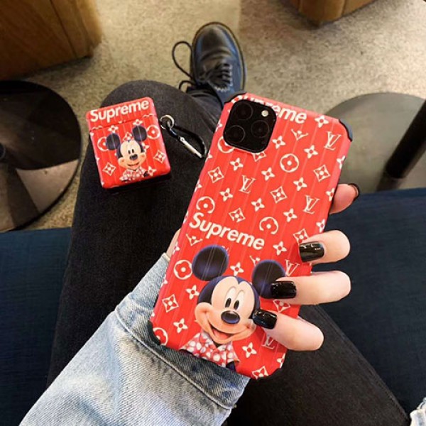 ルイヴィトン Supreme シュプリーム disney ディズニーコラボ モノグラム iphone11/11pro/12pro max/se2ケース ブランドAirpods pro3ケース メンズ レディースAir pods 3/2/1ケースブランド Air pods proケース 防塵 落下防止