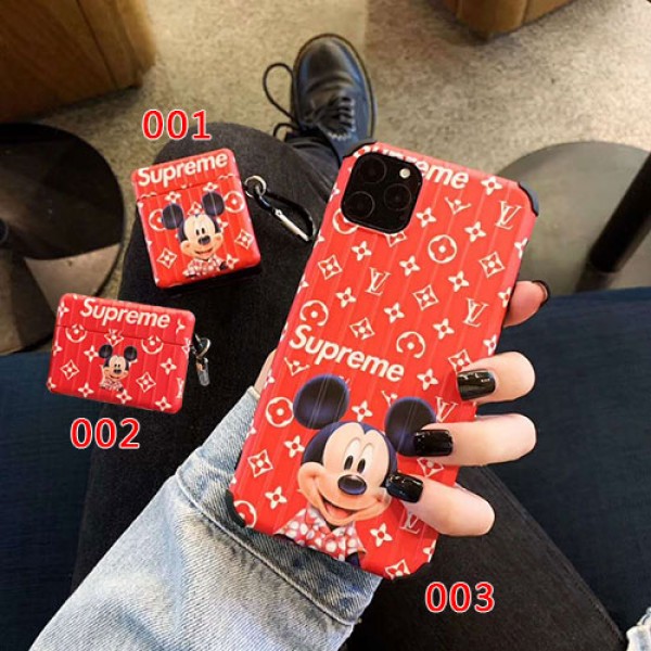 ルイヴィトン Supreme シュプリーム disney ディズニーコラボ モノグラム iphone11/11pro/12pro max/se2ケース ブランドAirpods pro3ケース メンズ レディースAir pods 3/2/1ケースブランド Air pods proケース 防塵 落下防止