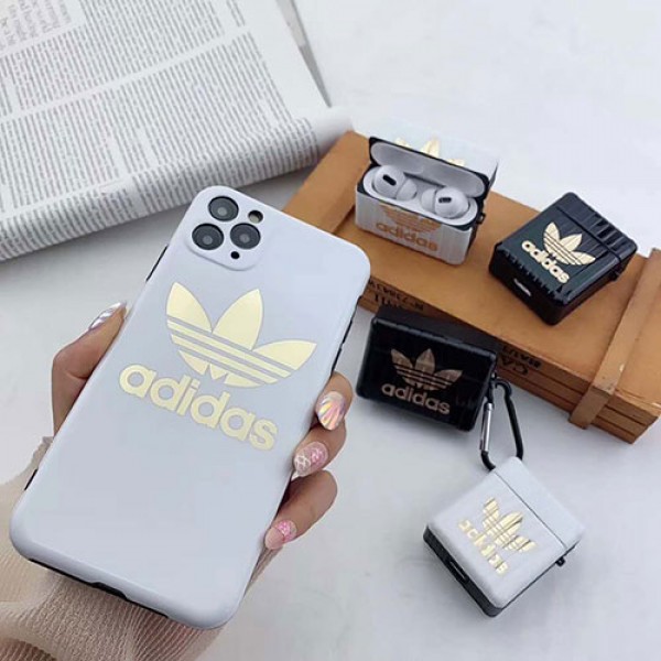 Adidas アディダスiphone12/12pro Air pods 3/2/1 ペアお揃い アイフォン11ケース iphone xs/x/8/7ケースレディース アイフォンiphone xs/12/8 plus/se2ケース おまけつきiphone xr/xs max/11proケースブランドアイフォン12カバー レディース バッグ型 ブランド Air pods proケース 防塵 落下防止