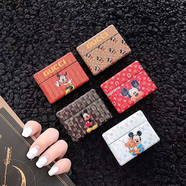 Lv/Gucci disneyディズニーコラボ  ブランドエアーポッズ プロ収納ケースAirpods pro3ケース メンズ レディースAir pods 3/2/1ケースブランド Air pods proケース 防塵 落下防止