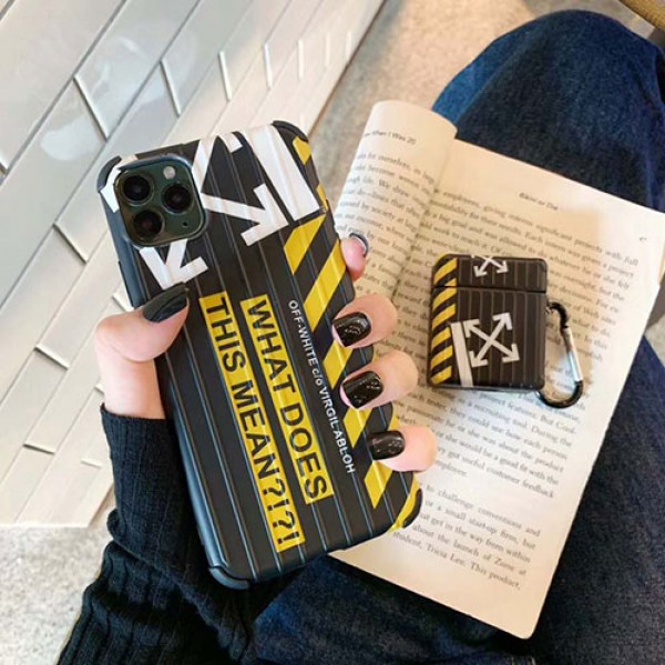 Off-White オーフホワイト アイフォンiphone x/8/7 plus/11/se2ケース ファッション経典 メンズジャケット型 2020 iphone12ケース 高級 人気Air pods 3/2/1ケースブランド Air pods proケース 防塵 落下防止