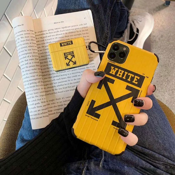 Off-White オーフホワイト アイフォンiphone x/8/7 plus/11/se2ケース ファッション経典 メンズジャケット型 2020 iphone12ケース 高級 人気Air pods 3/2/1ケースブランド Air pods proケース 防塵 落下防止