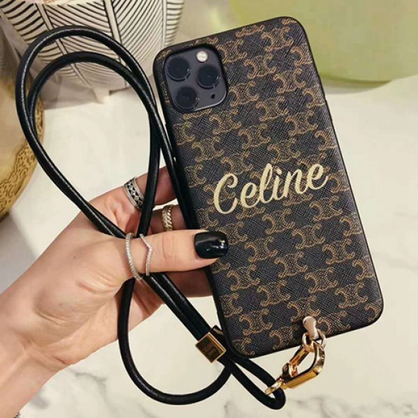 celine iphone 12 mini/12 pro/12 max/12 pro maxケース ビジネス ストラップ付きiphone 11/x/8/7スマホケース ブランド LINEで簡単にご注文可レディース アイフォンiphone xs/11/8 plusケース おまけつき