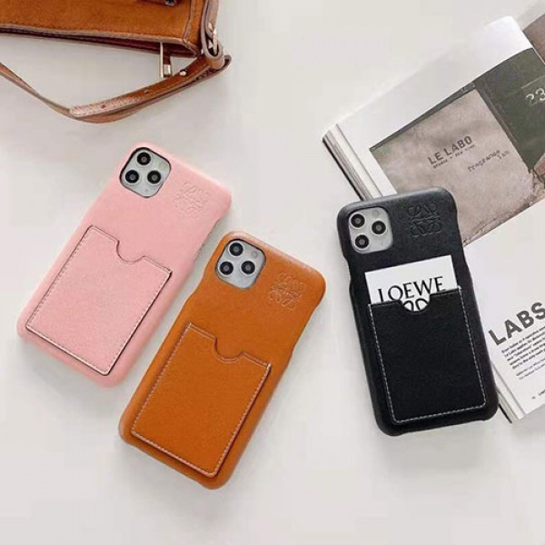 LOEWE/ロエベブランド iphone13/13mini/13 pro maxケース背面バック付きカード入れ 人気アイフォン12/12mini/12promaxカバー質感モノグラム 経典 レザーiphoen11/11promax/X/SE2保護ケース ins風アイフォンＸ//8/7 カバー激安 ファッション 大人気 メンズ レディース