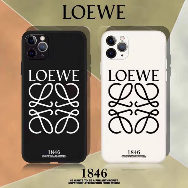 LOEWE/ロエベ  ブランド iphone13/13mini/13promaxケース 人気シンプル高級モノグラムアイフォン12/12mini/12promaxスマホケースレザー製 iphone 11/11pro/X/SE2カバー ジャケット型 黒白色 iphone 8/7ケース LINE注文可 メンズ レディース芸能人愛用