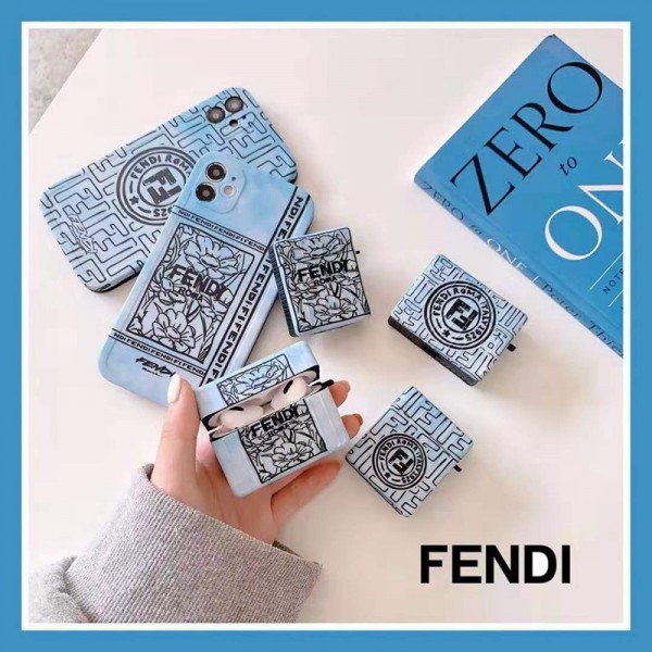 Fendi ブランド iphone12/12pro maxケース かわいい フェンデイ 安い ペアお揃い Air Pods 1/2/3/proケース アイフォン11/xs/x/8/7ケース iphone12mini/12proケース おまけつき メンズ レディース