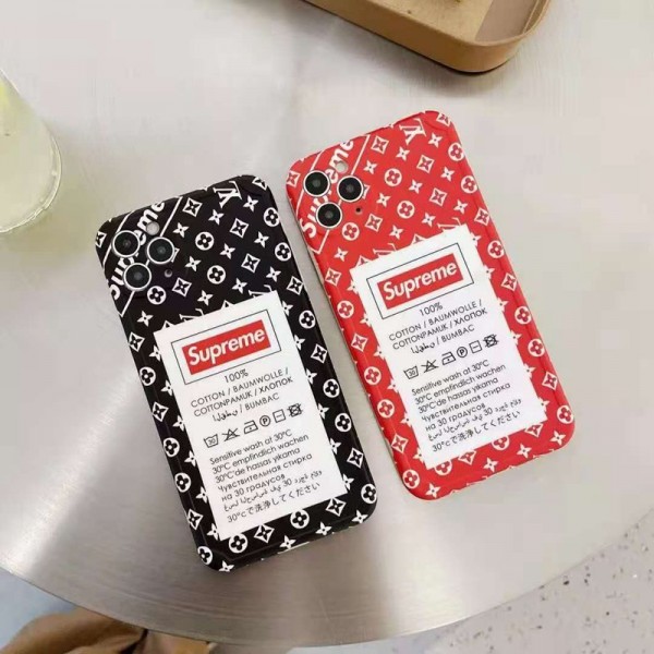 ルイヴィトン シュプリーム コラボ iphone12/12mini/12pro maxスマホケース ブランド タグ柄 モノグラム LV Supreme ジャケット型 iphone11/11 pro max/x/8/7ケース 人気 2020 iphone12 proケース LINE注文可 高級 メンズ レディース