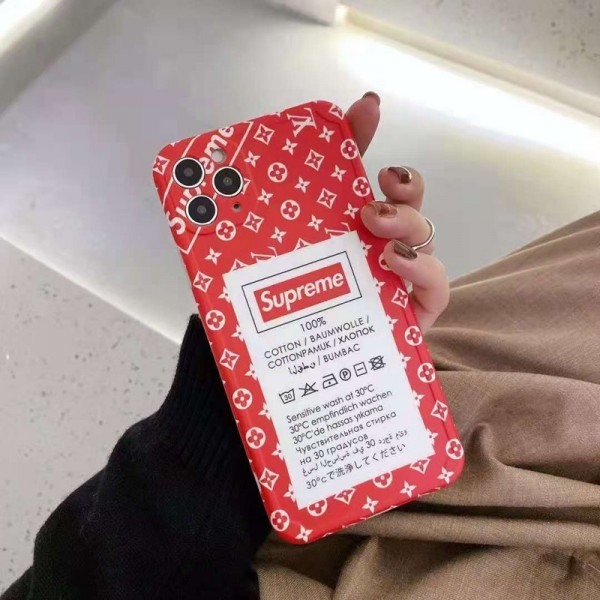 ルイヴィトン シュプリーム コラボ iphone12/12mini/12pro maxスマホケース ブランド タグ柄 モノグラム LV Supreme ジャケット型 iphone11/11 pro max/x/8/7ケース 人気 2020 iphone12 proケース LINE注文可 高級 メンズ レディース