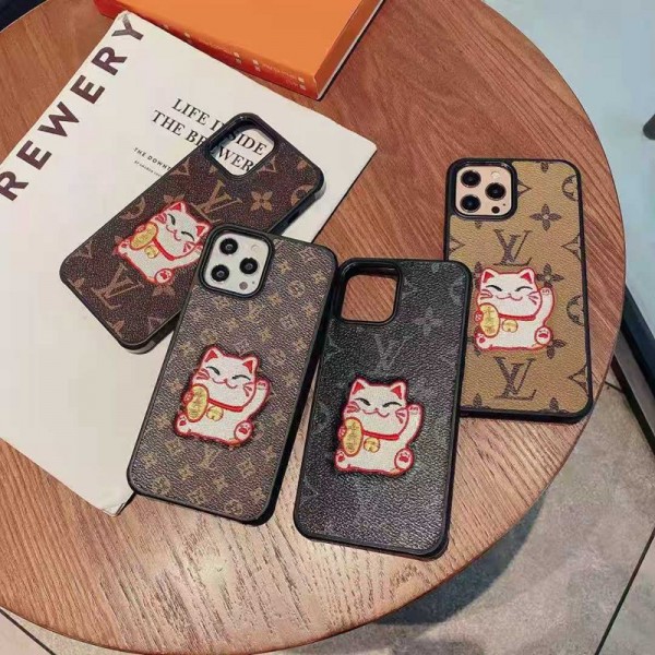 LV セレブ愛用 iphone12pro/12pro maxケース ラッキーキャット ルイヴィトン レザー 激安 個性 おまけつき ピカチュウ ジャケット型 ハート型 アイフォン12/12mini/xs/11/8 plusケース ファッション 2020 高級 人気 レディース 