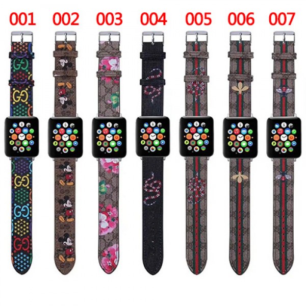 グッチ GUCCI  Apple Watch 8/76/5/4/3ベルト 交換用バンド 人気かわいいビジネスマン用高級Apple Watch 8/7/6/5/4/3ブランドバンド本革：38mm、40mm、42mm、44mm 41/45mm 