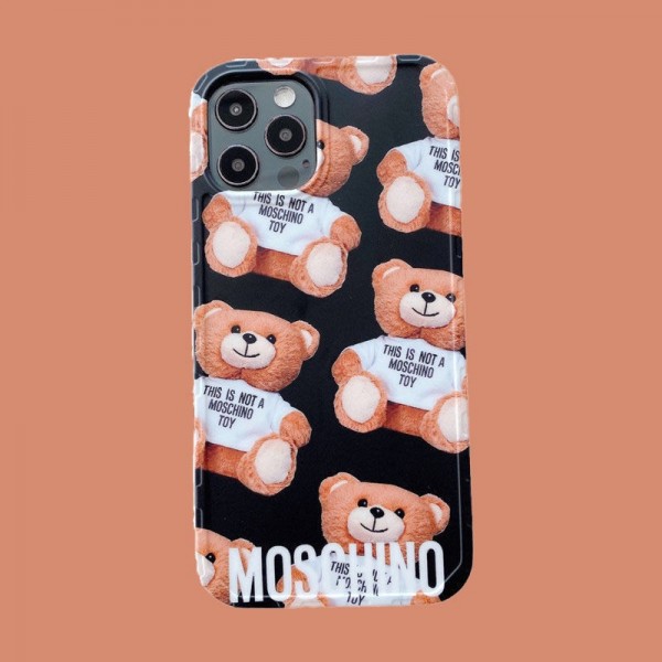 Moschino ペアお揃い アイフォン12mini/12 pro maxケース男女兼用人気ブランド レディース アイフォiphone12/xs/11/8 plusケース おまけつきiphone 12ケース ファッション