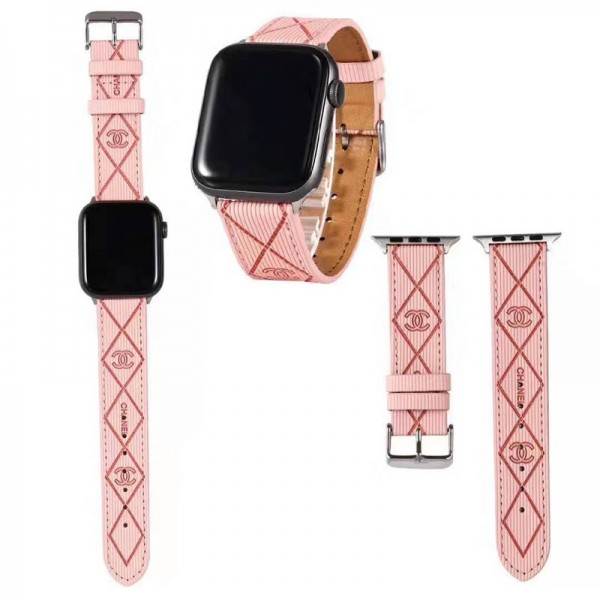 Chanel/シャネル ブランドアップルウォッチ9 8バンドApple Watch 8/7/6/5/4/3 ultra2ベルト 交換用アップルウォッチ6/se 2020 バンド ブランド レディースかわいい 38mm/40mm/42mm/44mm/41mm/45mm