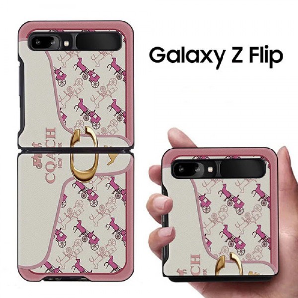 コーチブランドGalaxy Z Flip /Z Fold2/W21ケース折りたたみオーダーメイドギャラクシーFold/W20ケース保護ケース革製Coachジャケット型スマホケースモノグラムSM-F7000ファッション韓国風 Samsungゼットフリップケース芸能人愛用ケース人気