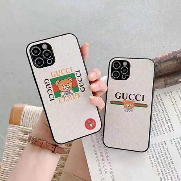 Gucciブランドiphone 13/12S/12/12 pro/12 mini/12 pro maxケース革製ジャケット型可愛いクマつきアイフォン11/11 pro/11 pro max/se2スマホケース韓国風グッチブランドファッション高品質 耐衝撃ケースIPHONE X/XS/XR/8/7モノグラム経典ブランド 芸能人愛用 メンズ レディーズ