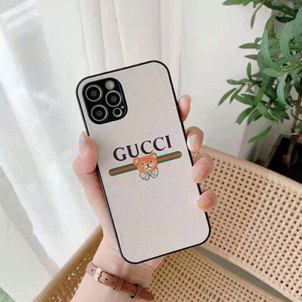 Gucciブランドiphone 13/12S/12/12 pro/12 mini/12 pro maxケース革製ジャケット型可愛いクマつきアイフォン11/11 pro/11 pro max/se2スマホケース韓国風グッチブランドファッション高品質 耐衝撃ケースIPHONE X/XS/XR/8/7モノグラム経典ブランド 芸能人愛用 メンズ レディーズ