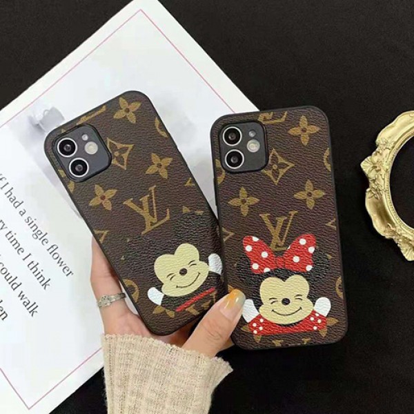 Lv＆Disneyコラボ 交換用 ブランド iphone 13/12/12 pro/12 mini/12 pro maxケース韓国風ジャケット型ケース 経典 革製  モノグラム  アイフォン11/11 pro/11 pro max/se2ケース耐衝撃ファッションブランドヴィトン＆ディズニー 可愛いIPHONE X/XS/XR/8/7保護カバー芸能人愛用