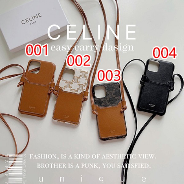 セリーヌ celine iPhone13/13pro/12/12pro maxケース 斜めがけ 背面収納カード入れレディースブラント CELINE iPhone13mini/12Proカバー 女性向け 